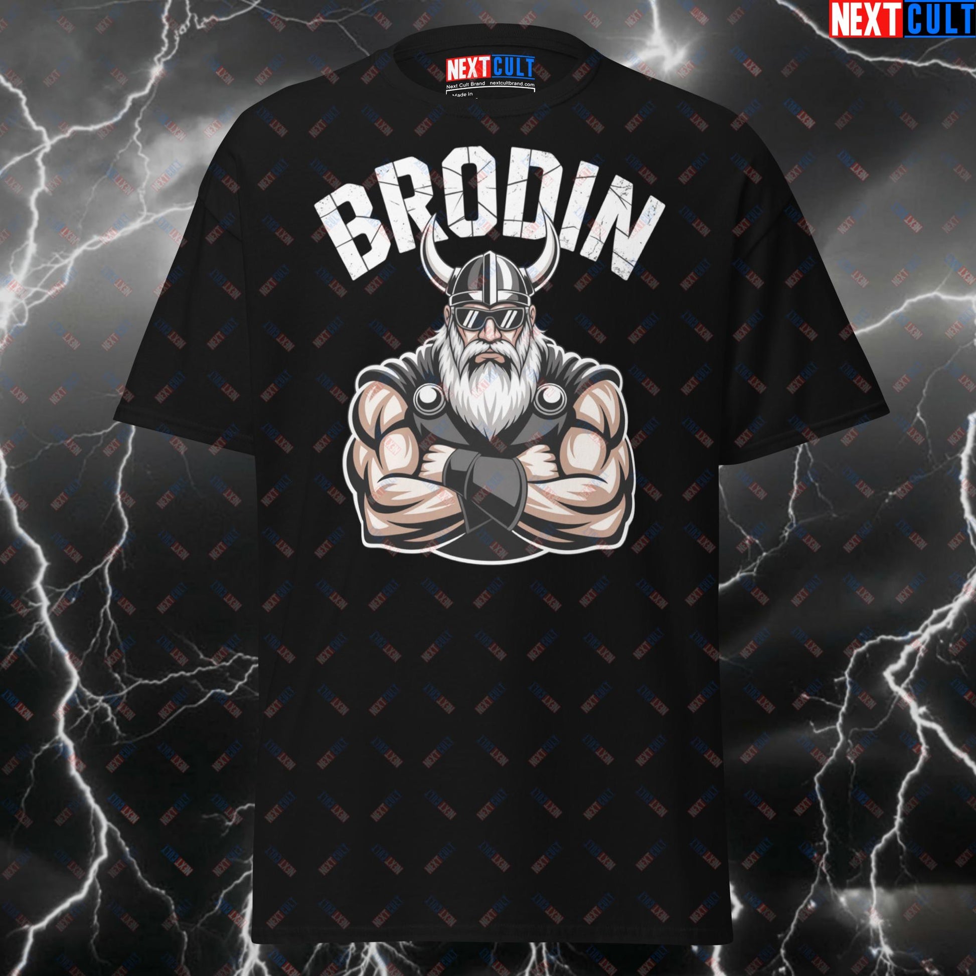 Funny Viking Gym T-Shirt - Brodin Pump Cover Tee for Norse Gains, Gym Meme Shirt for Lifters & Fitness Bros T-shirts Bodybuilding Fitness Gym Pump Cover Vikings Workout Next Cult Brand