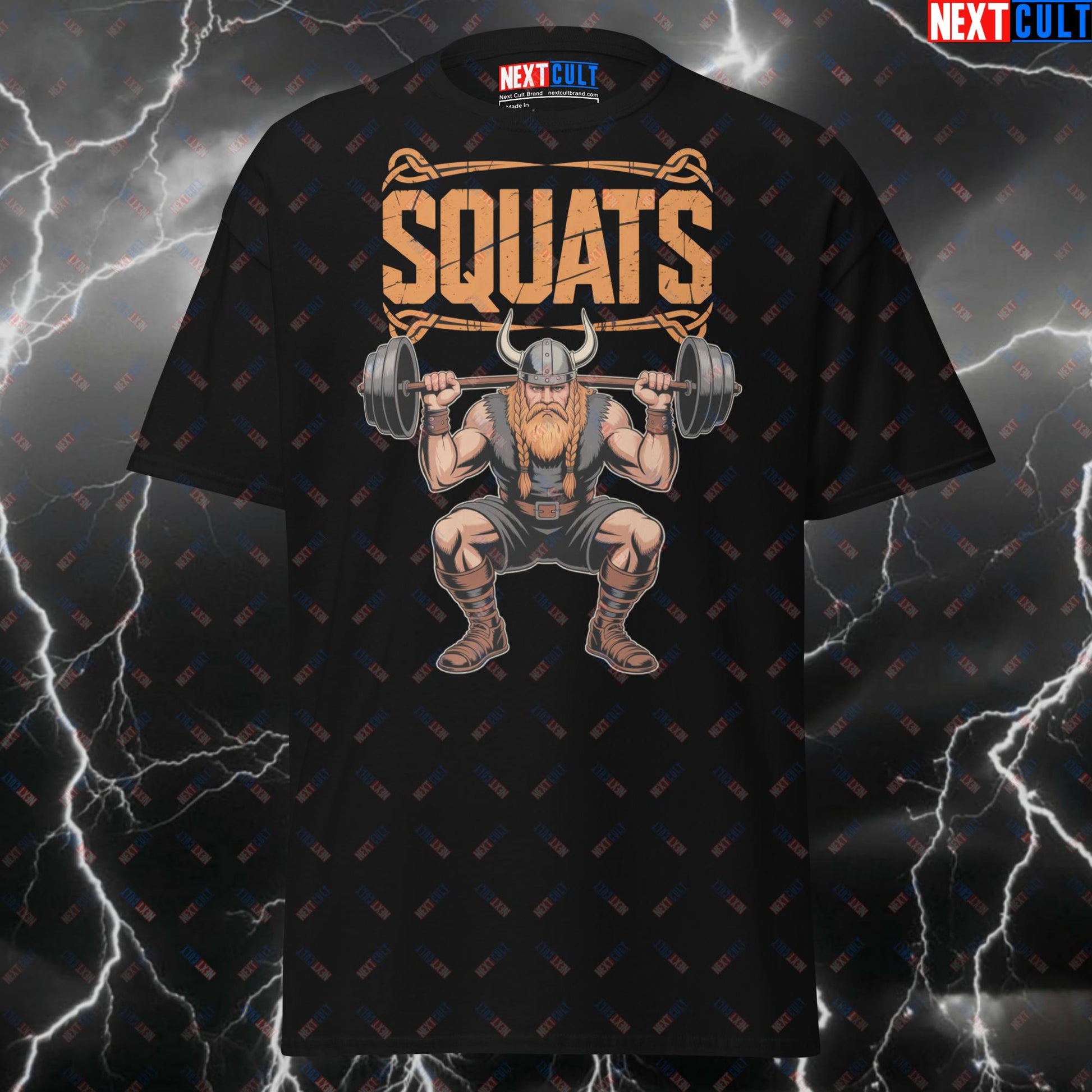 Funny Viking Gym Shirt - Viking Squats Pump Cover Tee for Lifters, Gymbros & Fitness Gains - Norse Workout Meme T-Shirt T-shirts Bodybuilding Fitness Gym Leg Day Powerlifting Pump Cover Vikings Workout Next Cult Brand