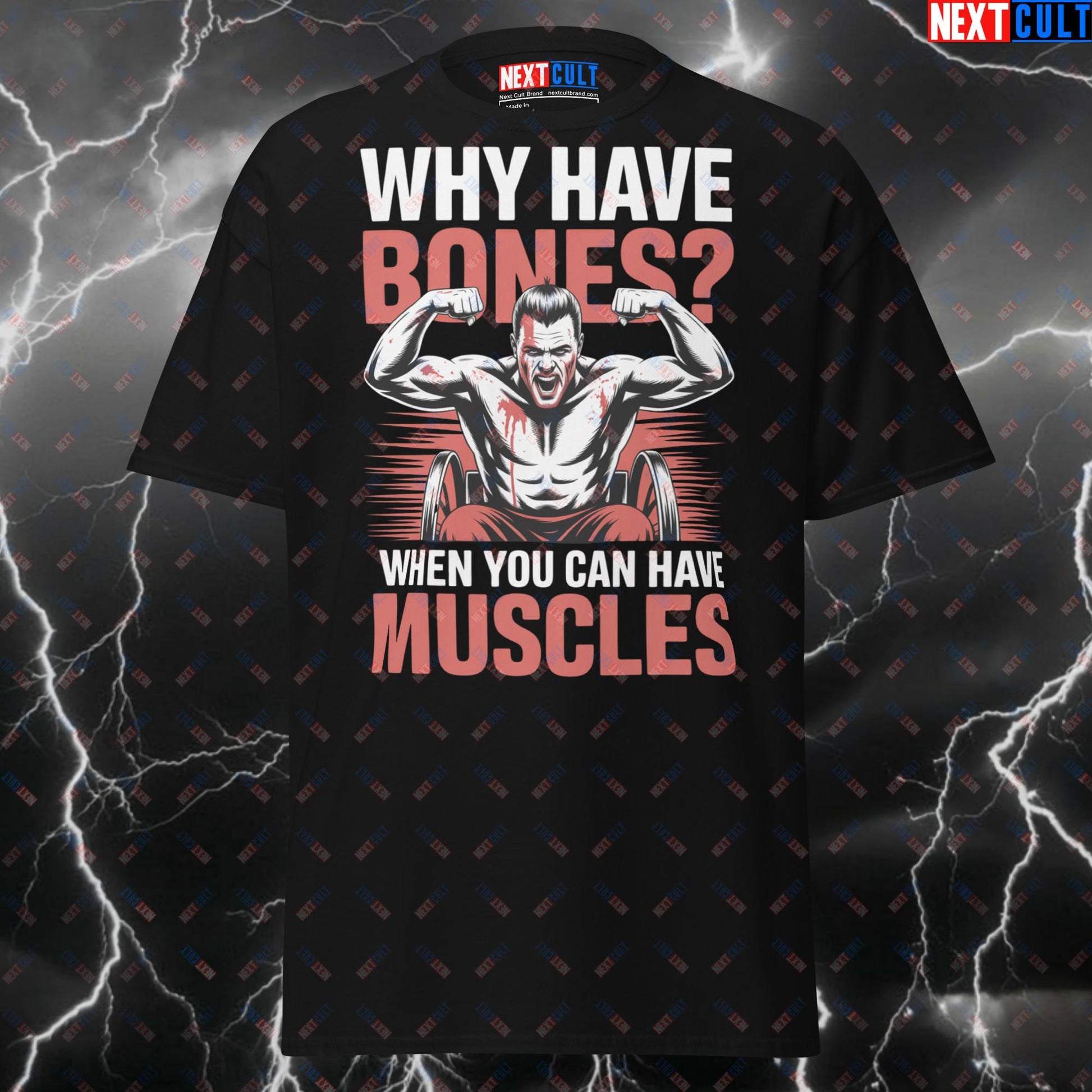 Why Have Bones When You Can Have Muscles Funny Viking Gym T-Shirt - Ivar The Boneless Meme Tee for Lifters & Gymbros T-shirts Bodybuilding Fitness Gym Pump Cover TV Vikings Workout Next Cult Brand