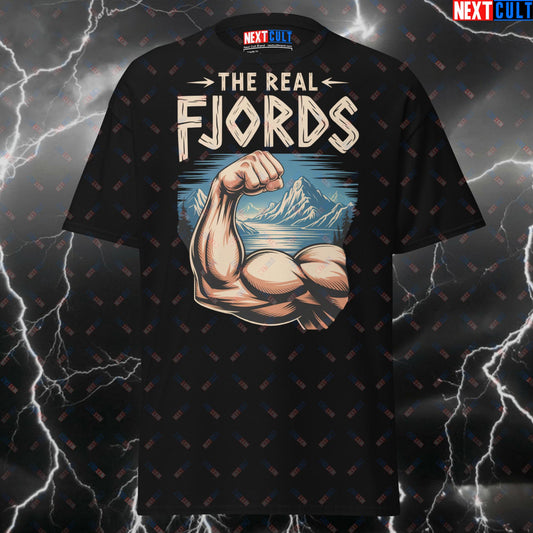 The Real Fjords Pump Cover Gym T-Shirt – Funny Muscle Mountain Tee for Lifters, Gymbros & Fitness Meme Lovers T-shirts Bodybuilding Fitness Gym Pump Cover Vikings Workout Next Cult Brand