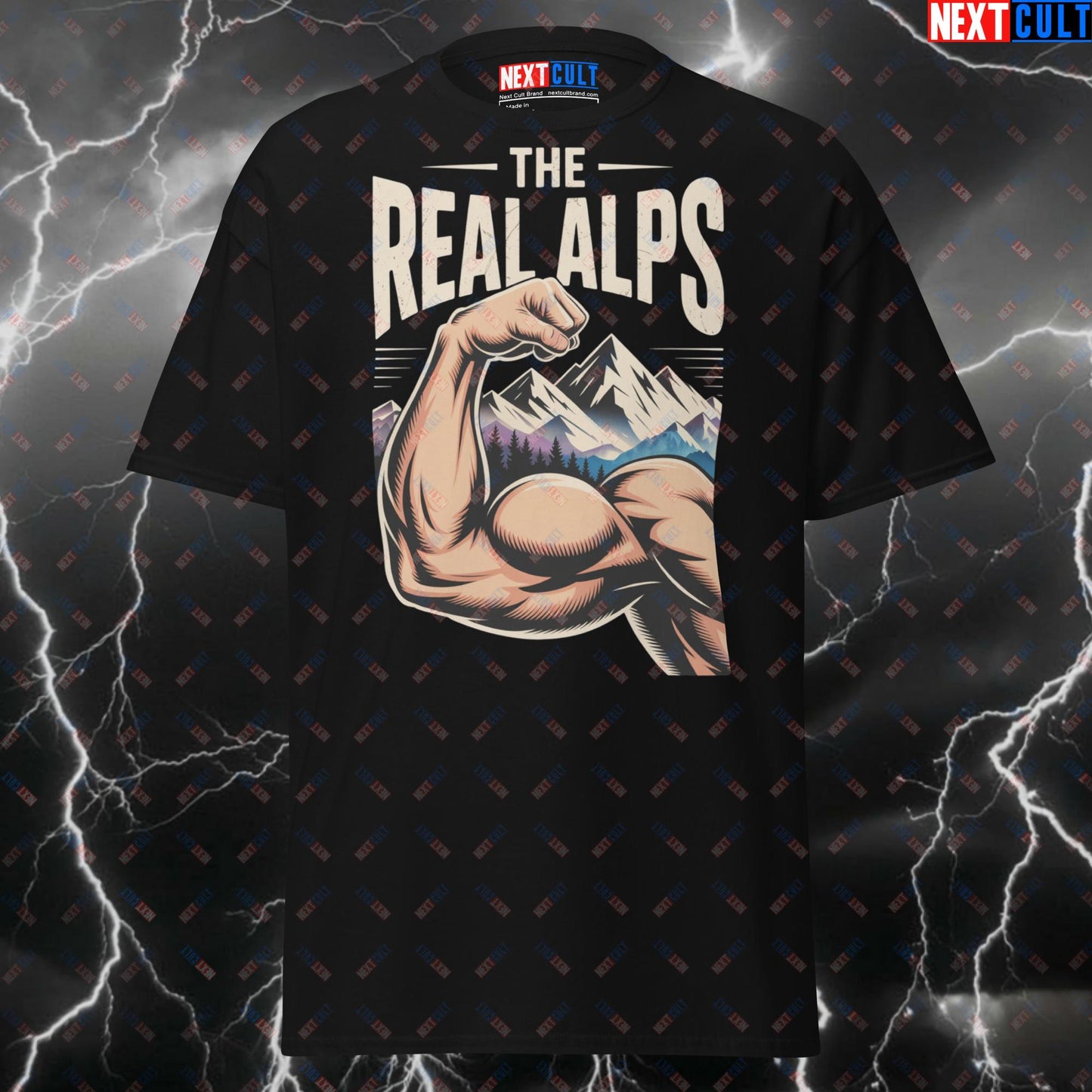 Funny Gym Shirt & Pump Cover - The Real Alps Muscle Mountain Tee for Lifters, Gymbros & Fitness Gains T-shirts Bodybuilding Fitness Gym Pump Cover Workout Next Cult Brand