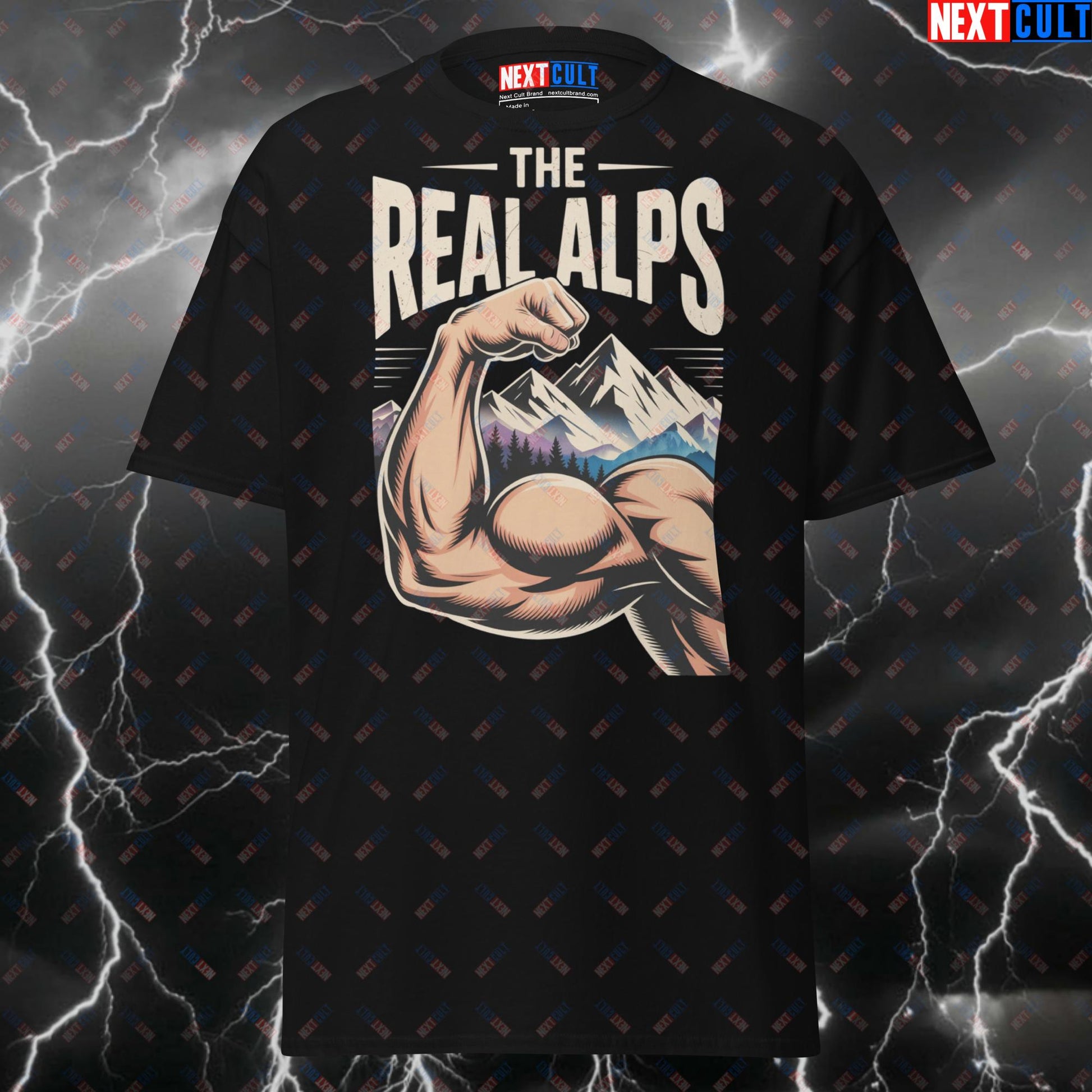 Funny Gym Shirt & Pump Cover - The Real Alps Muscle Mountain Tee for Lifters, Gymbros & Fitness Gains T-shirts Bodybuilding Fitness Gym Pump Cover Workout Next Cult Brand