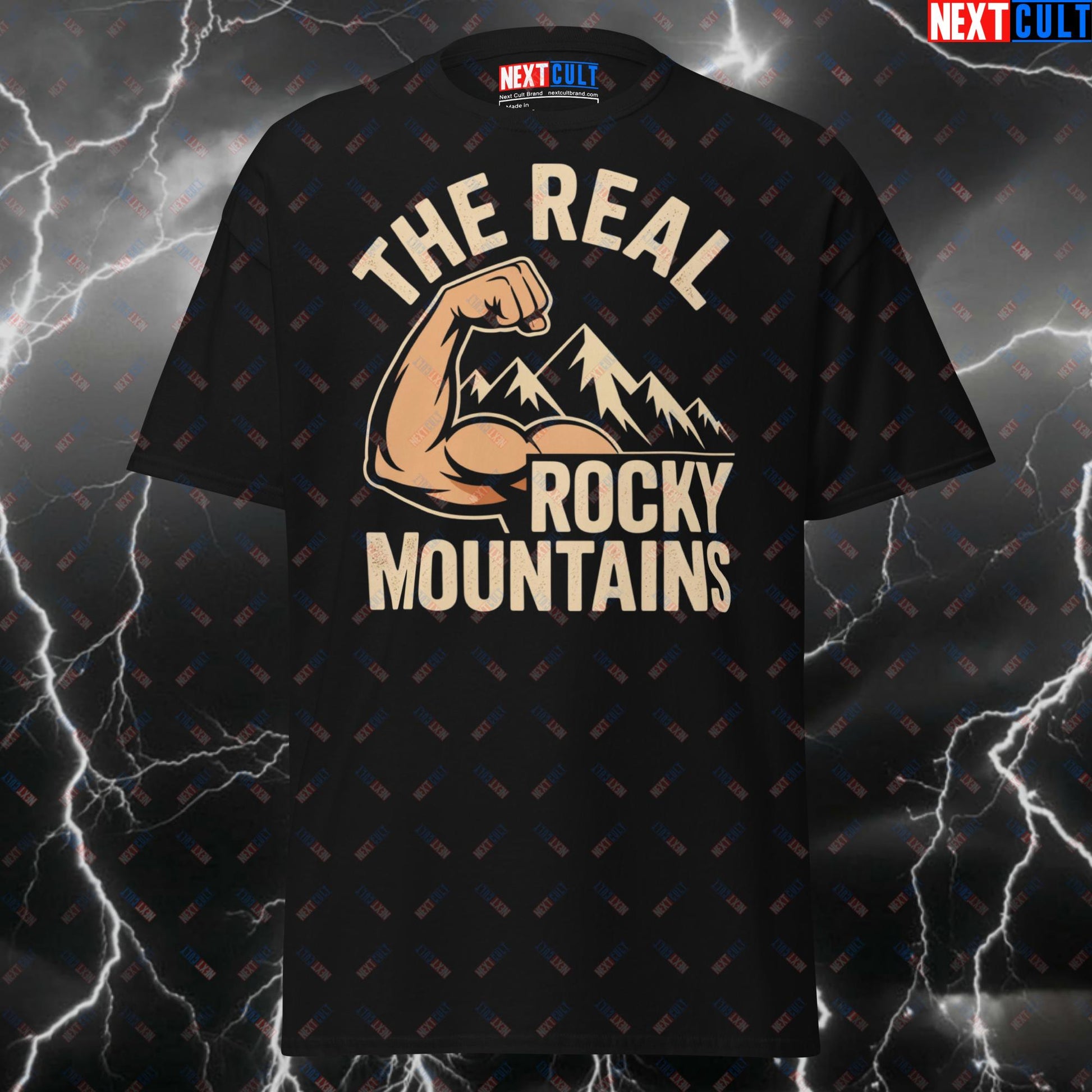 The Real Rocky Mountains Bicep Mountain Meme Tee for Lifters & Gymbros T-shirts Bodybuilding Fitness Gym Pump Cover Workout Next Cult Brand