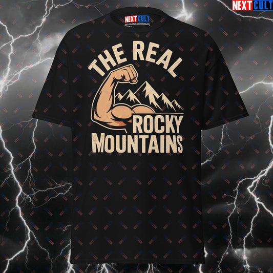 The Real Rocky Mountains Bicep Mountain Meme Tee for Lifters & Gymbros T-shirts Bodybuilding Fitness Gym Pump Cover Workout Next Cult Brand