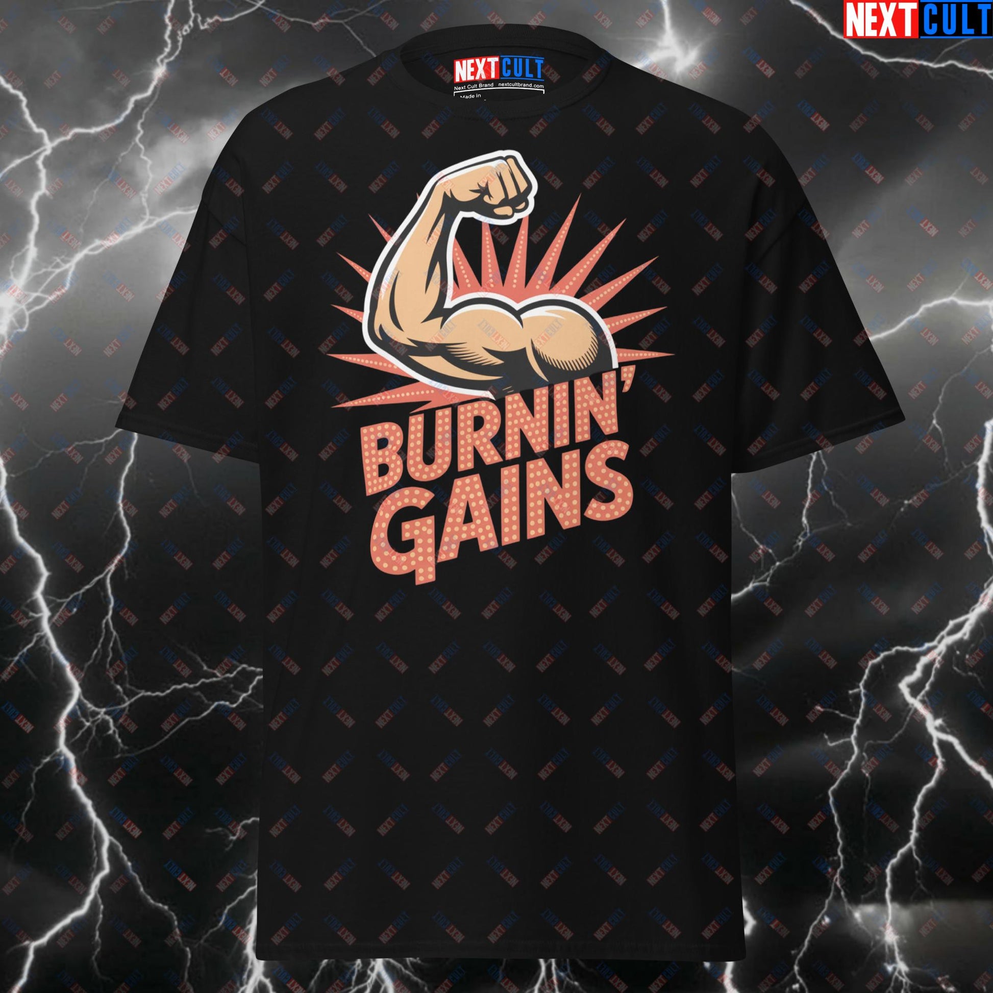 Burnin Gains Funny Gym T-Shirt - Elvis Presley Rock & Roll Pump Cover Tee for Lifters & Gymbros T-shirts Bodybuilding Elvis Presley Fitness Gym Pump Cover Rock Music Workout Next Cult Brand