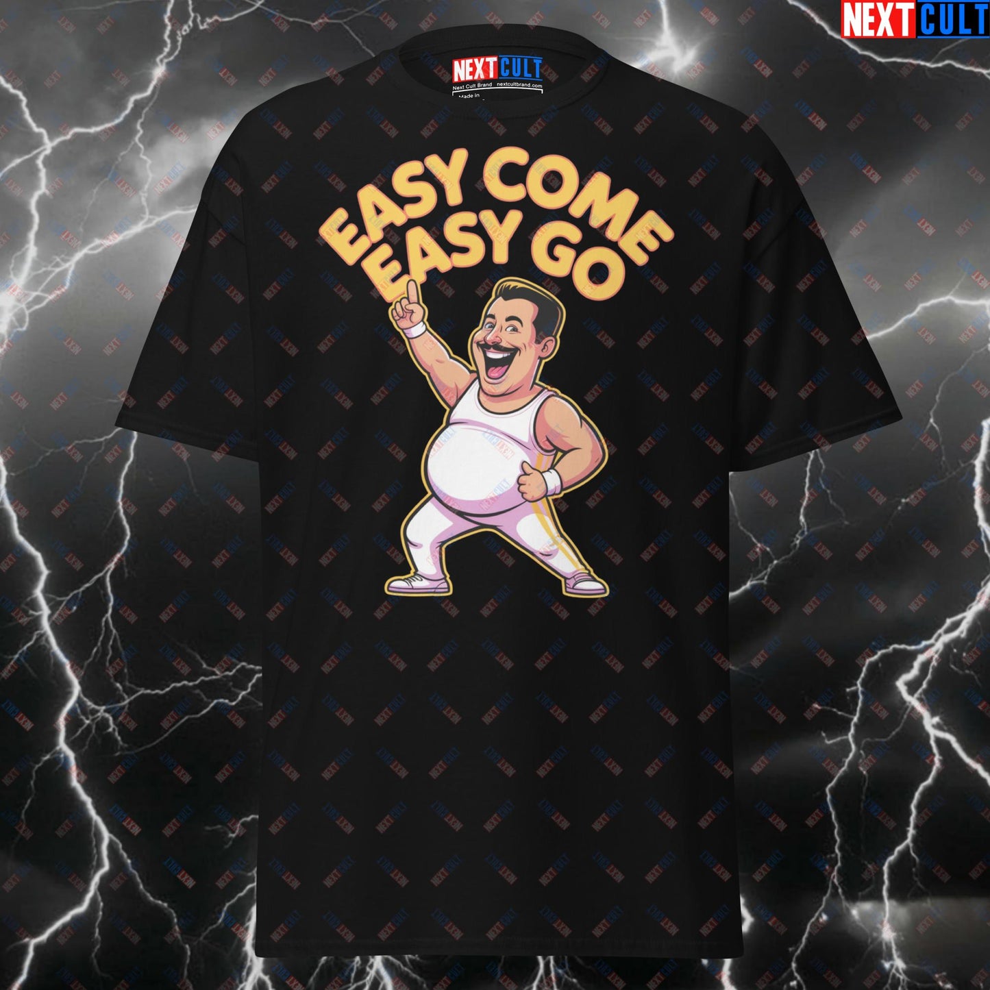 Easy Come Easy Go Funny Gym T-Shirt – Fat Freddie Mercury Pump Cover for Weight Gain & Bulking Gymbros T-shirts Bodybuilding Bulking Fitness Gym Pump Cover Queen Rock Music Workout Next Cult Brand