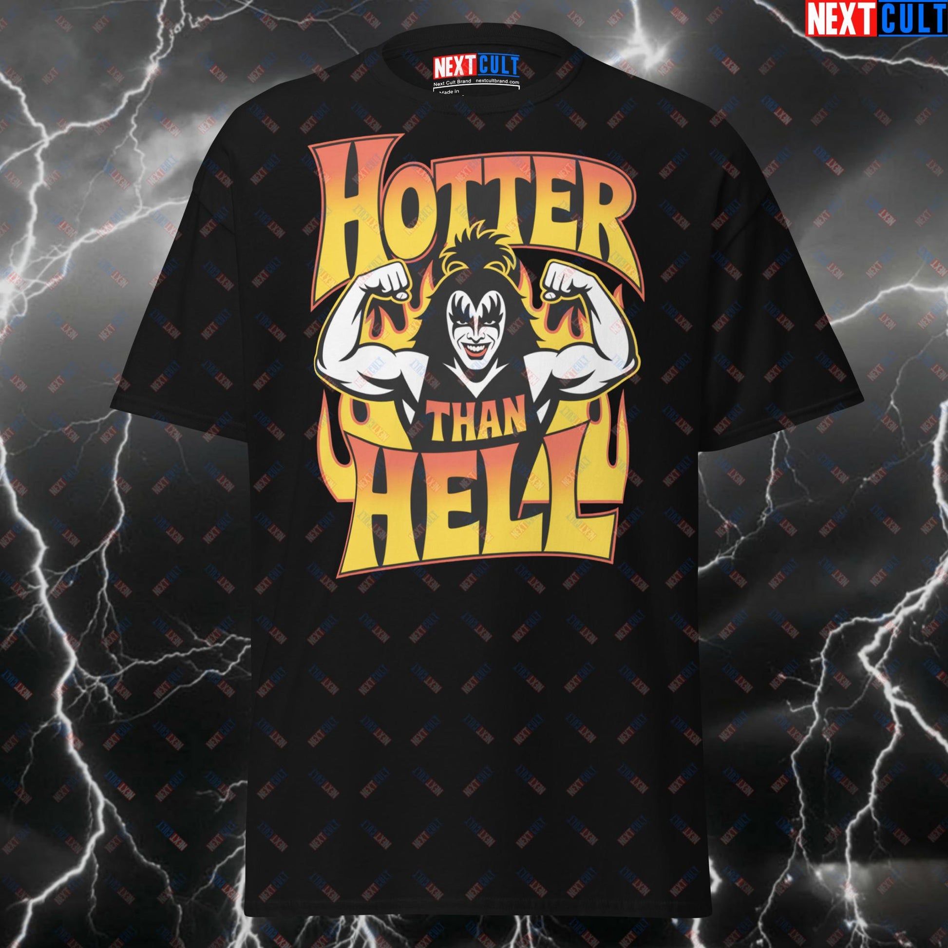Hotter Than Hell Gym T-Shirt - Funny KISS Rock Music Pump Cover Tee for Lifters, Gymbros & Fitness Gains T-shirts Bodybuilding Fitness Gym KISS Pump Cover Rock Music Workout Next Cult Brand