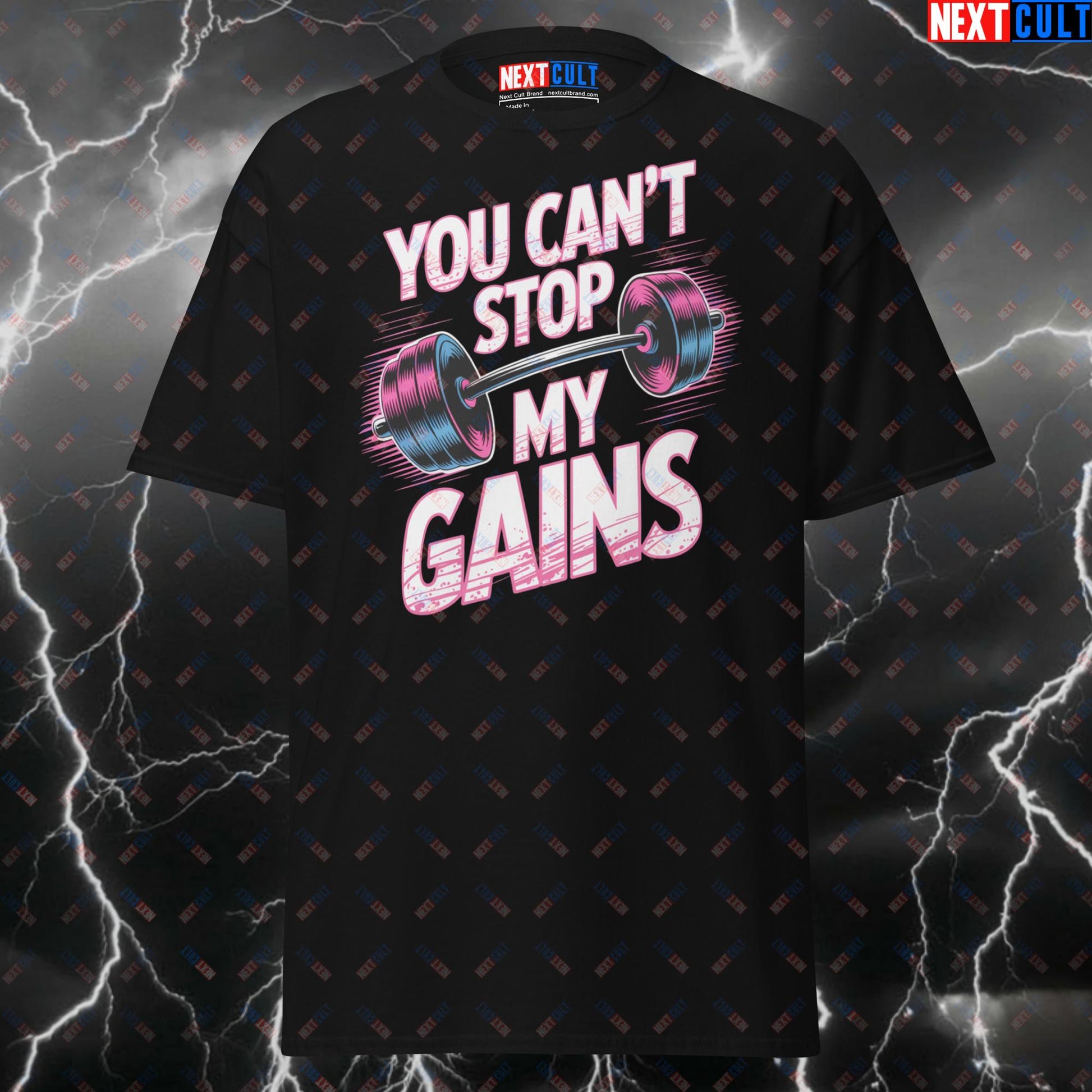 You Can't Stop My Gains T-Shirt – Funny Gym Shirt & Pump Cover for Lifters, Heavy Metal & Twisted Sister Meme Tee T-shirts Bodybuilding Fitness Gym Pump Cover Rock Music Twisted Sister Workout Next Cult Brand