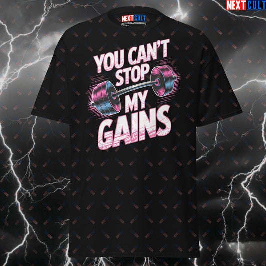 You Can't Stop My Gains T-Shirt – Funny Gym Shirt & Pump Cover for Lifters, Heavy Metal & Twisted Sister Meme Tee T-shirts Bodybuilding Fitness Gym Pump Cover Rock Music Twisted Sister Workout Next Cult Brand