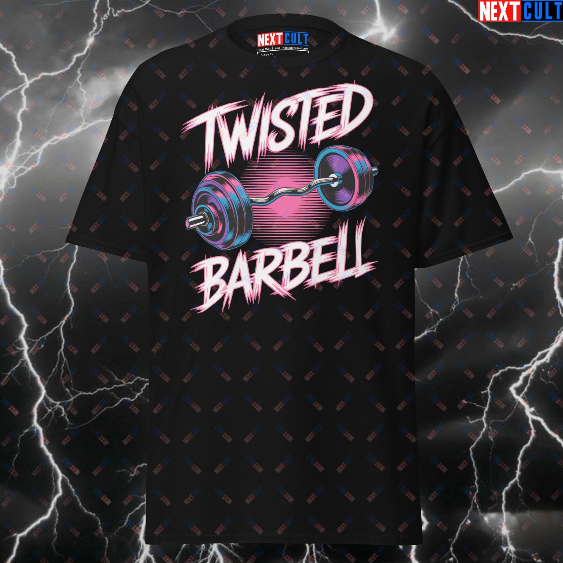 Twisted Barbell Biceps Tee | Heavy Metal Pump Cover for Lifters & Gymbros | EZ-Curl Bar Meme Shirt T-shirts Bodybuilding Fitness Gym Pump Cover Rock Music Twisted Sister Workout Next Cult Brand