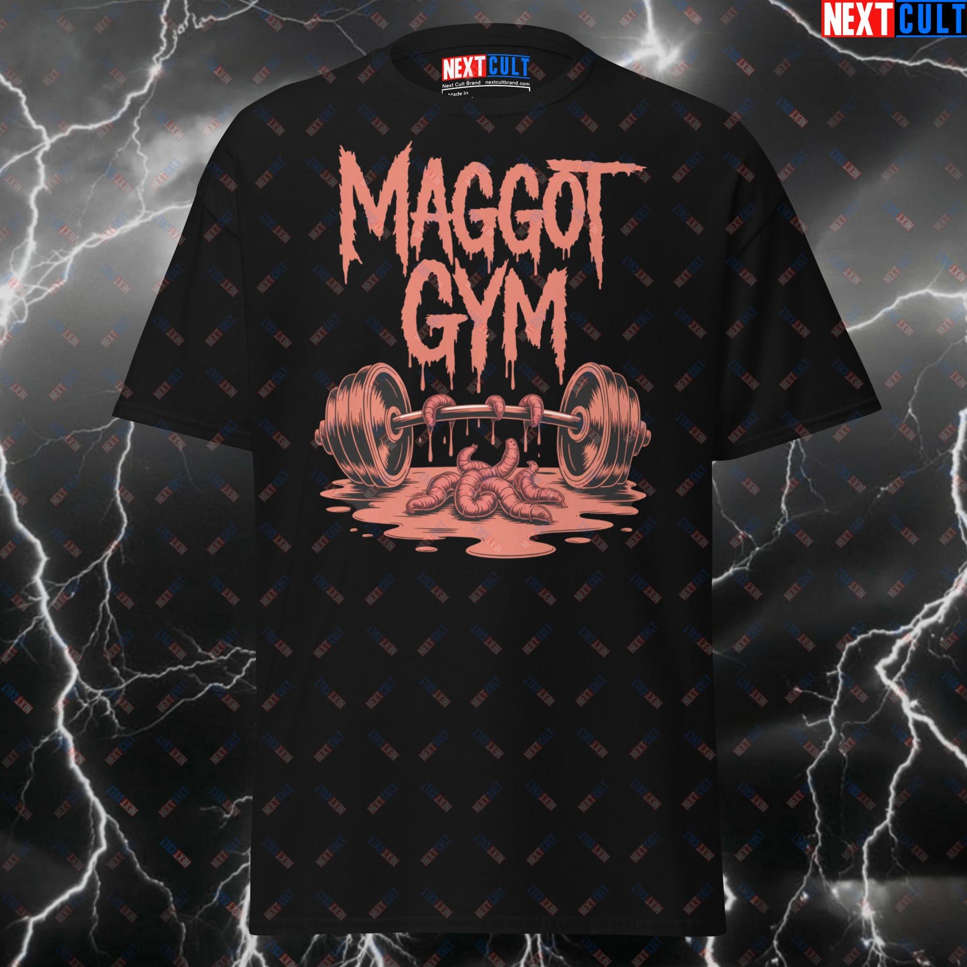 Maggot Gym T-Shirt - Slipknot Inspired Funny Gym Shirt for Lifters, Heavy Metal Pump Cover Tee for Gymbros & Fitness Gains T-shirts Bodybuilding Fitness Gym Pump Cover Rock Music Slipknot Workout Next Cult Brand