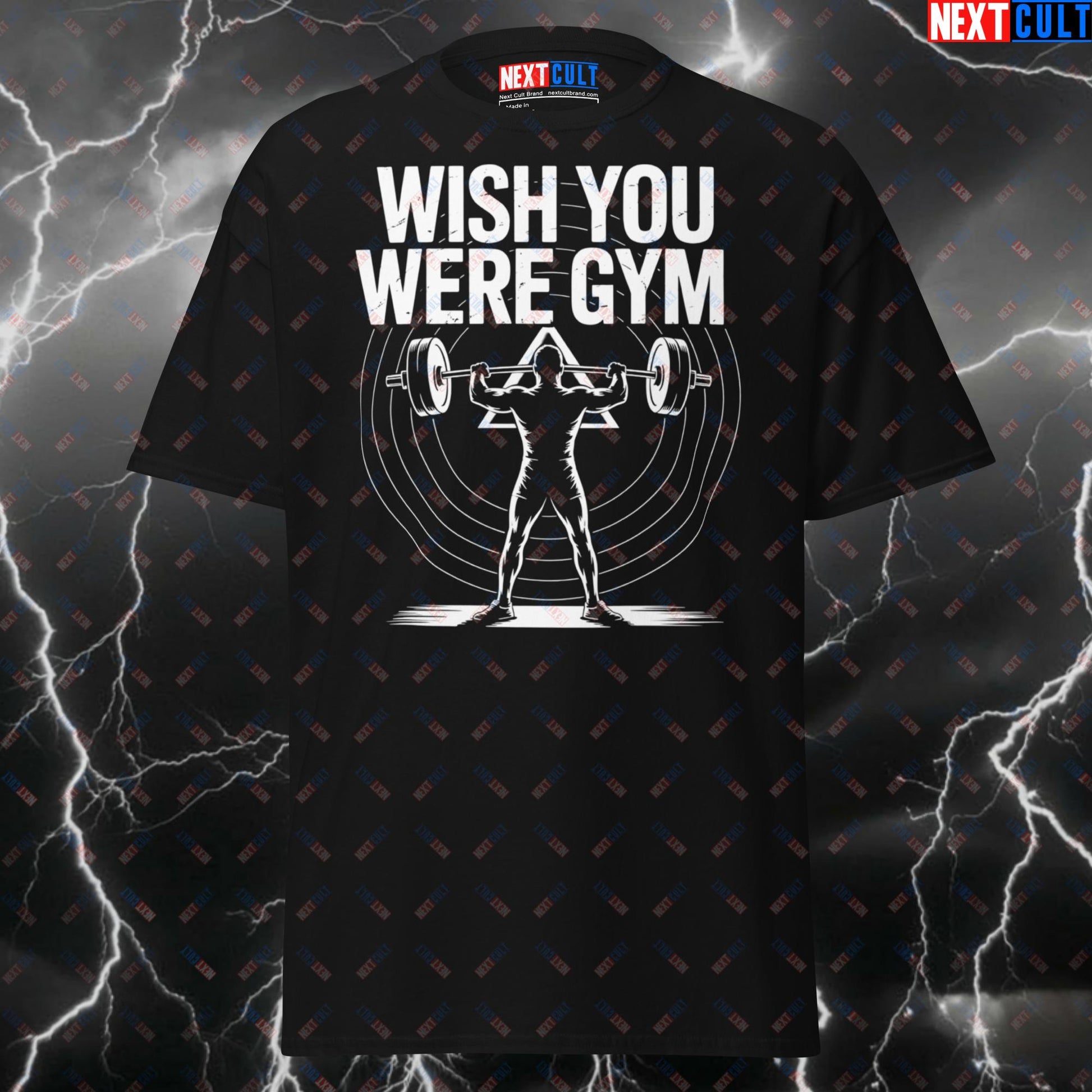 Wish You Were Gym Pink Floyd Meme Tee - Pump Cover Workout Top for Lifters & Gymbros - Funny Gym Shirt T-shirts Bodybuilding Fitness Gym Pink Floyd Pump Cover Rock Music Workout Next Cult Brand