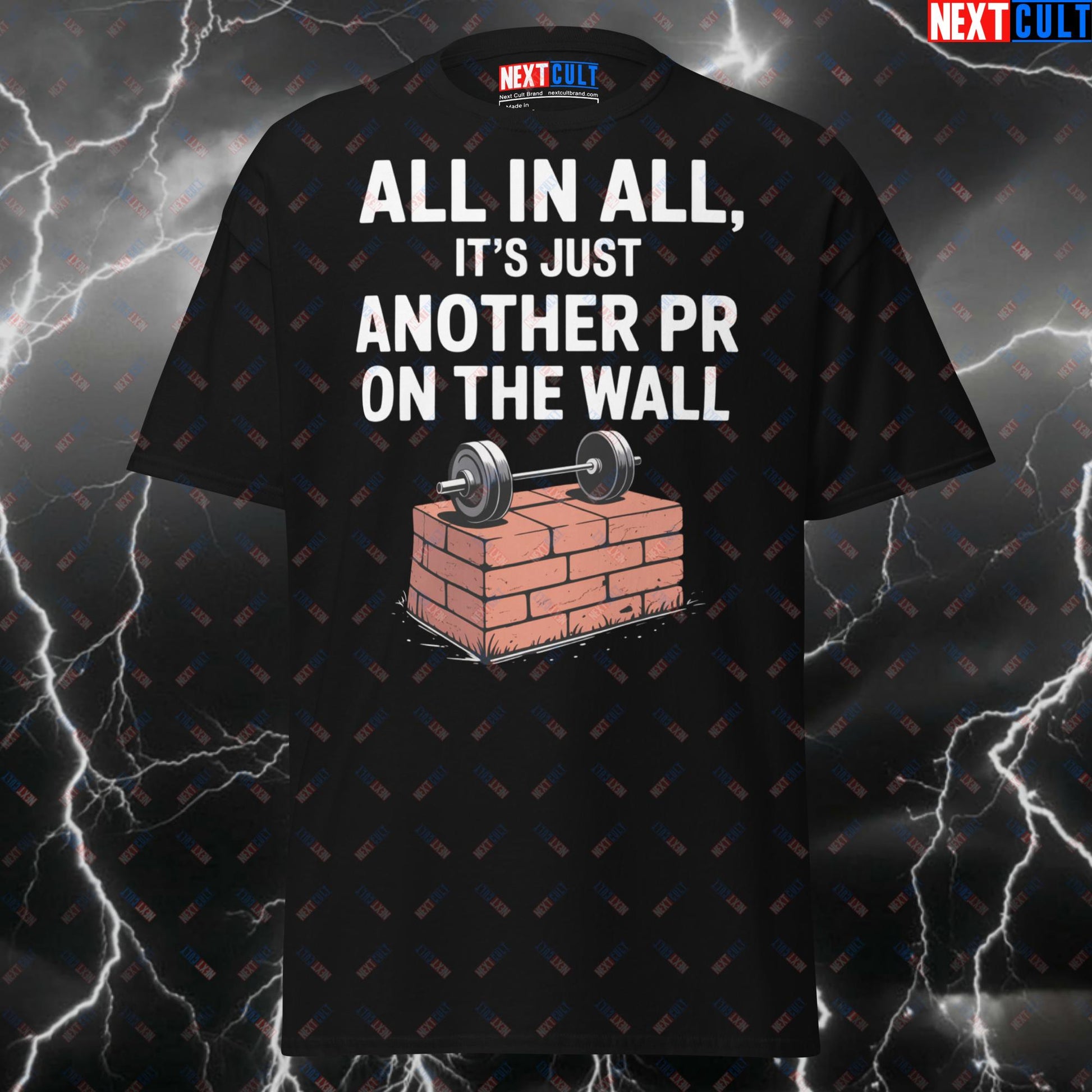 All In All It's Just Another PR On The Wall – Pink Floyd Meme Tee for Lifters & Gymbros - Funny Gym T-Shirt T-shirts Bodybuilding Fitness Gym Pink Floyd Powerlifting Pump Cover Rock Music Workout Next Cult Brand