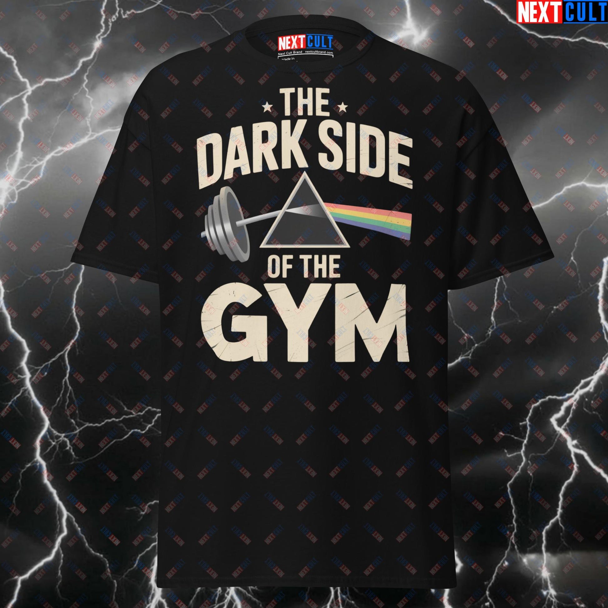 The Dark Side Of The Gym Pink Floyd Meme Tee - Pump Cover for Lifters & Gymbros - Workout Fitness Top - Funny Gym Shirt T-shirts Bodybuilding Fitness Gym Pink Floyd Powerlifting Pump Cover Rock Music Workout Next Cult Brand