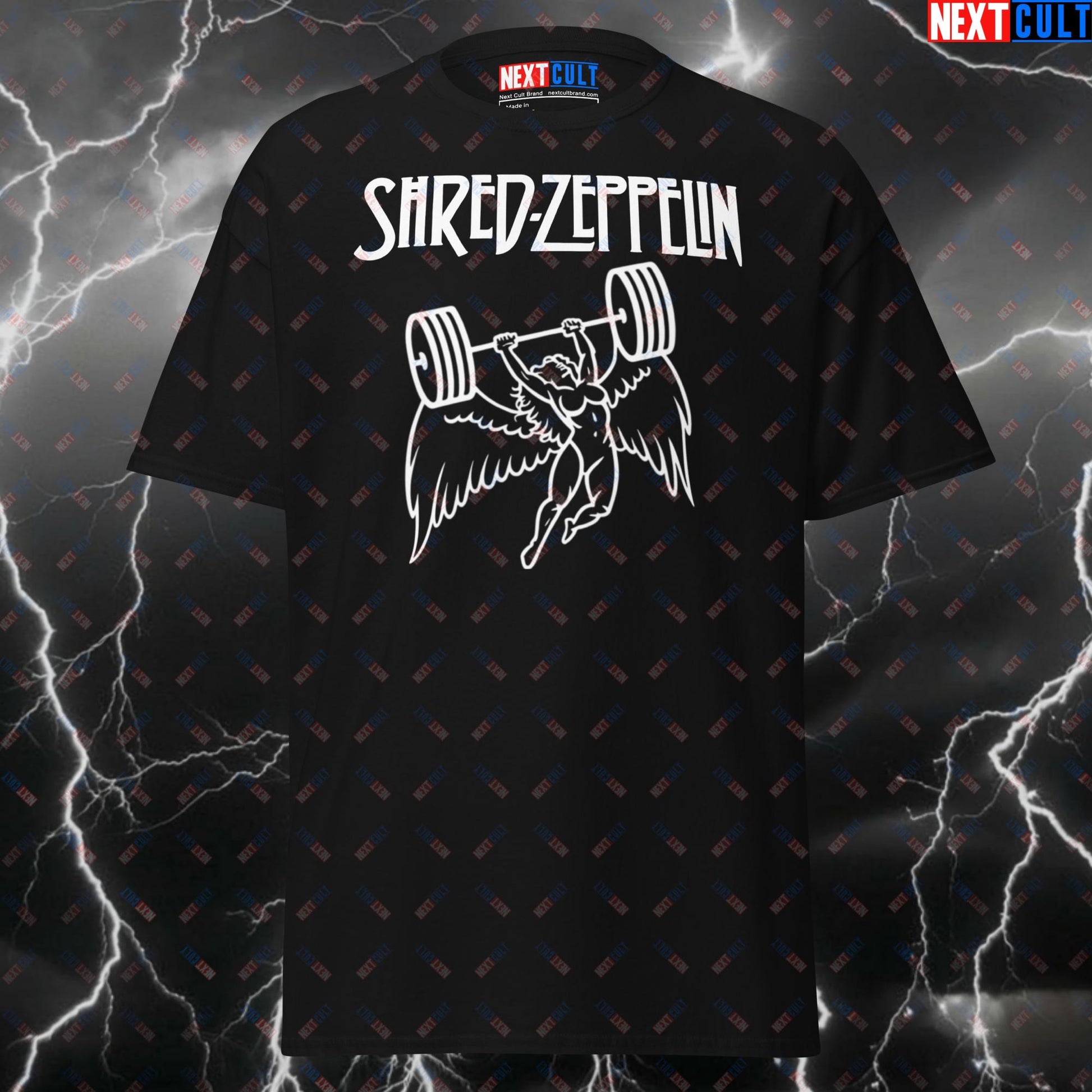 Shred Zeppelin Funny Gym Shirt - Rock Music Workout Tee for Lifters & Gymbros - Meme Pump Cover T-Shirt T-shirts Bodybuilding Fitness Gym Led Zeppelin Powerlifting Pump Cover Rock Music Workout Next Cult Brand