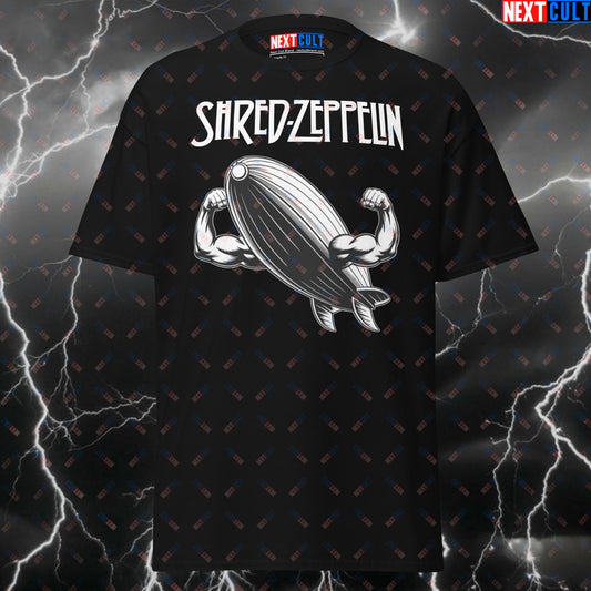 Shred Zeppelin Funny Gym Shirt – Rock Music Meme Tee for Lifters, Workout Pump Cover & Gymbro Gains Top T-shirts Bodybuilding Fitness Gym Led Zeppelin Pump Cover Rock Music Workout Next Cult Brand