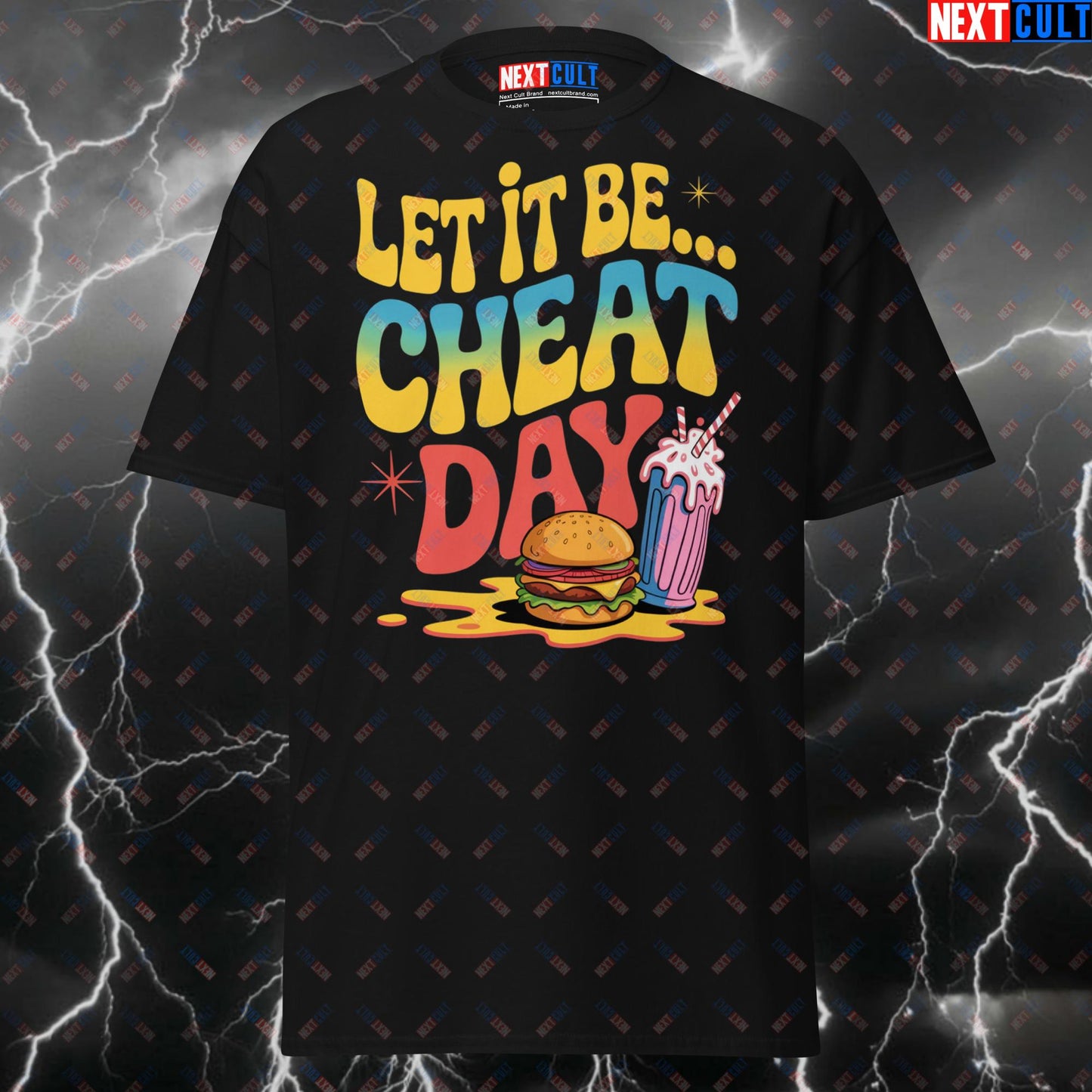 Let It Be Cheat Day Funny Gym T-Shirt - Fast Food Bulking Meme Tee for Lifters, Beatles Rock Music Pump Cover Top T-shirts Bodybuilding Bulking Fast Food Fitness Gym Pump Cover Rock Music The Beatles Workout Next Cult Brand