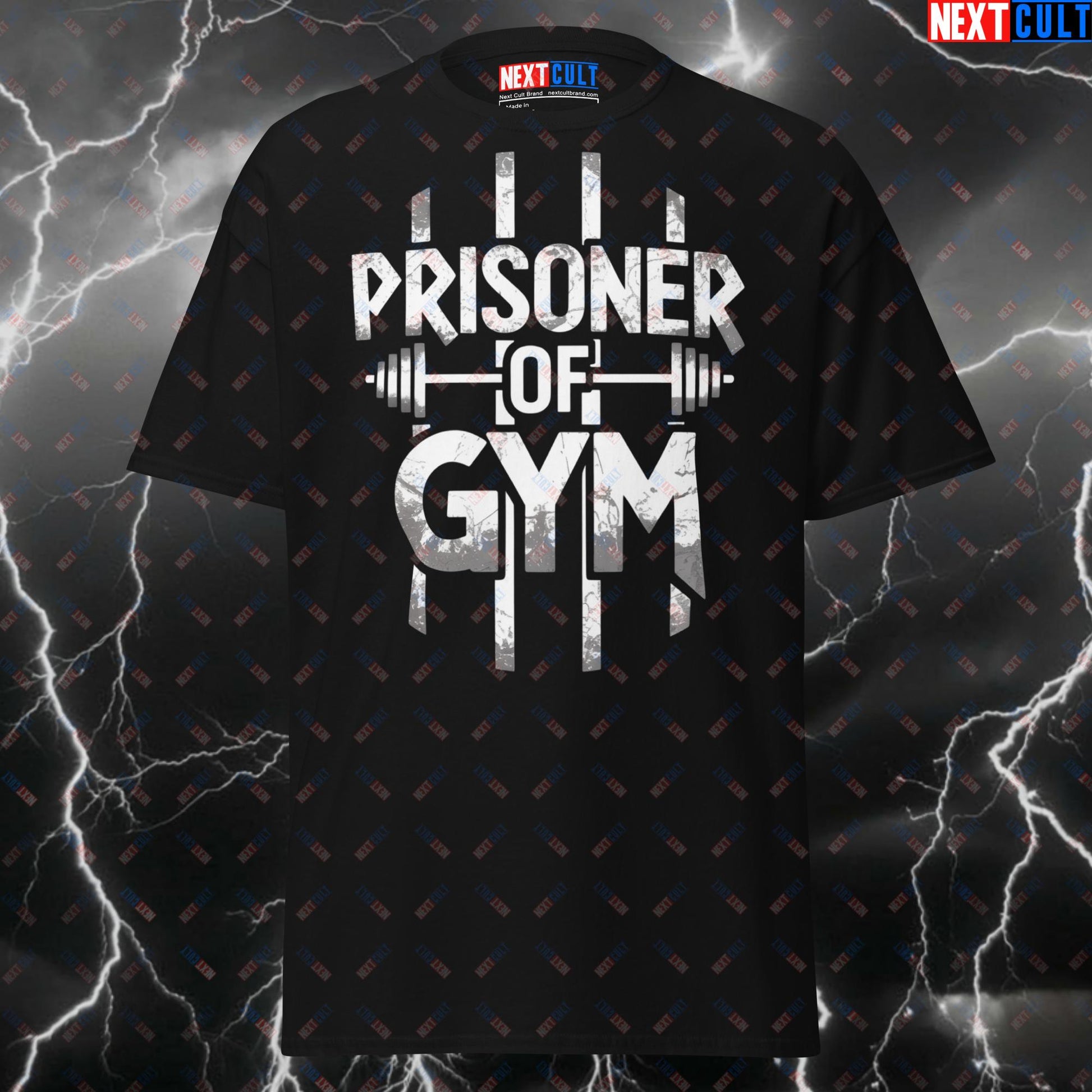 Prisoner Of Gym T-Shirt - Funny Gym Shirt & Pump Cover for Iron Maiden Fans, Heavy Metal Gymbro Tee for Lifters & Gains T-shirts Bodybuilding Fitness Gym Iron Maiden Pump Cover Rock Music Workout Next Cult Brand