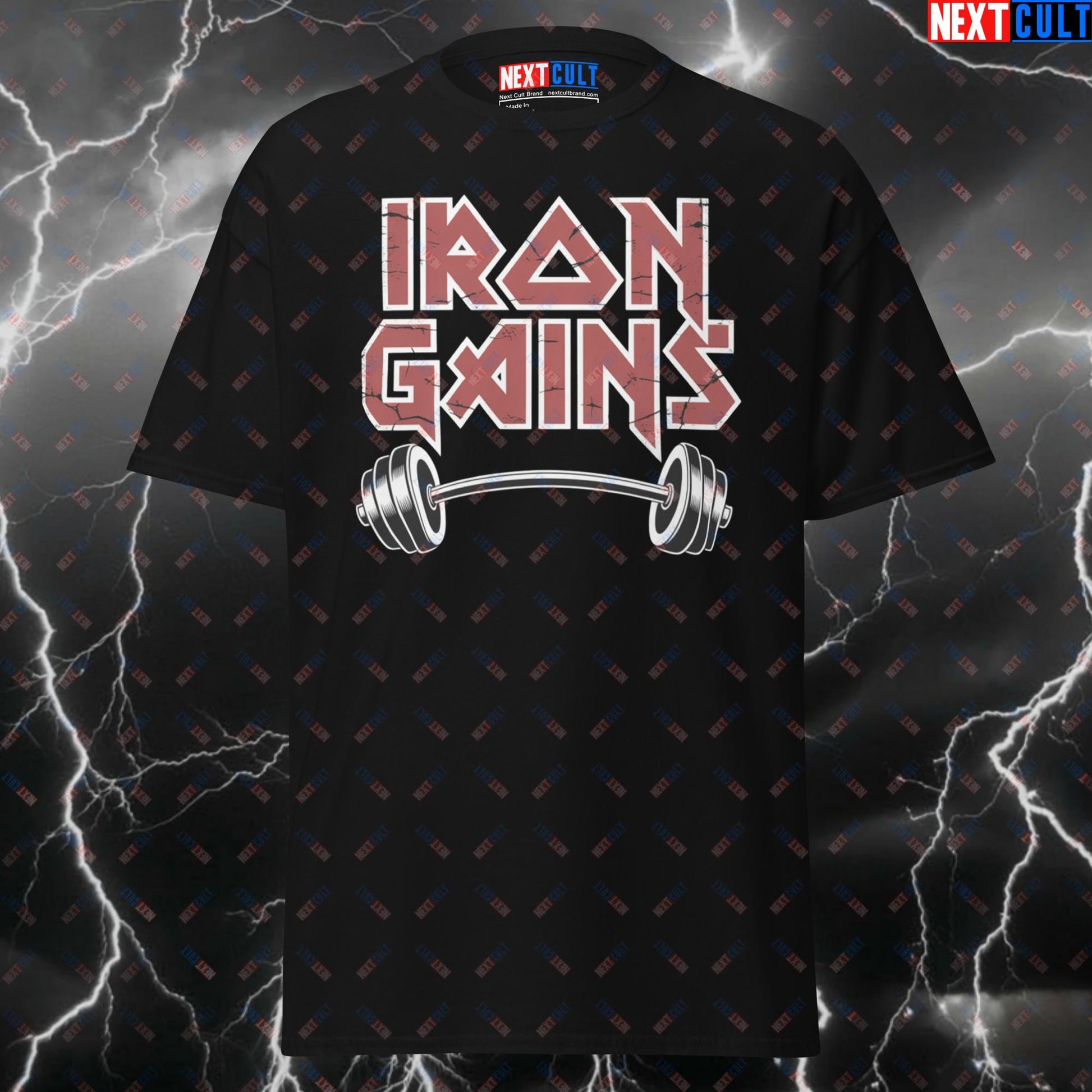 Iron Gains Funny Gym T-Shirt – Heavy Metal Workout Tee for Lifters | Rock Music Pump Cover for Gymbros & Fitness Meme Lovers T-shirts Bodybuilding Fitness Gym Iron Maiden Pump Cover Rock Music Workout Next Cult Brand