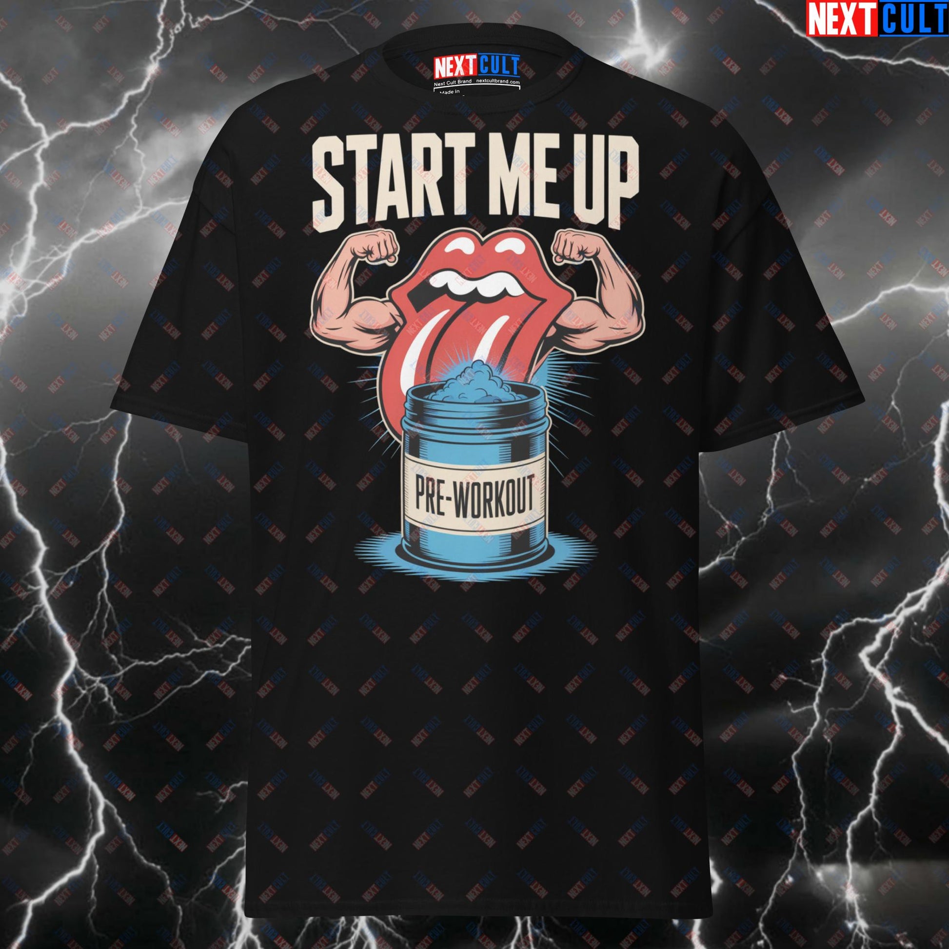 Start Me Up Pre-Workout Pump Cover Gym T-Shirt – Funny Rolling Stones Gymbro Tee for Lifters & Fitness Gains T-shirts Bodybuilding Fitness Gym Pump Cover Rock Music The Rolling Stones Workout Next Cult Brand