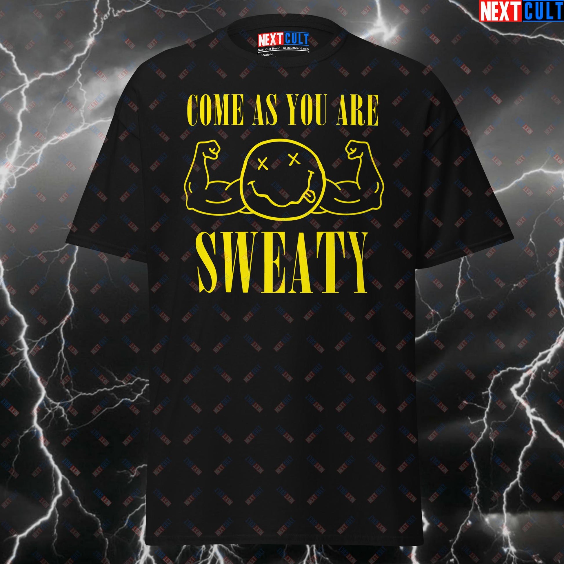 Come As You Are Sweaty Nirvana Grunge Tee - Pump Cover Gymbro Workout Fitness Meme Top for Lifters - Funny Gym Shirt T-shirts Bodybuilding Fitness Gym Nirvana Pump Cover Rock Music Workout Next Cult Brand