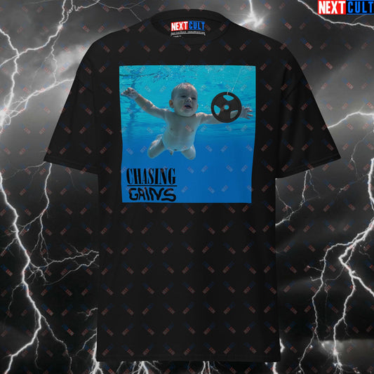 Chasing Gains Nevermind Gym T-Shirt - Funny Grunge Rock Music Pump Cover Tee for Lifters & Gymbros T-shirts Bodybuilding Fitness Gym Nirvana Pump Cover Rock Music Workout Next Cult Brand