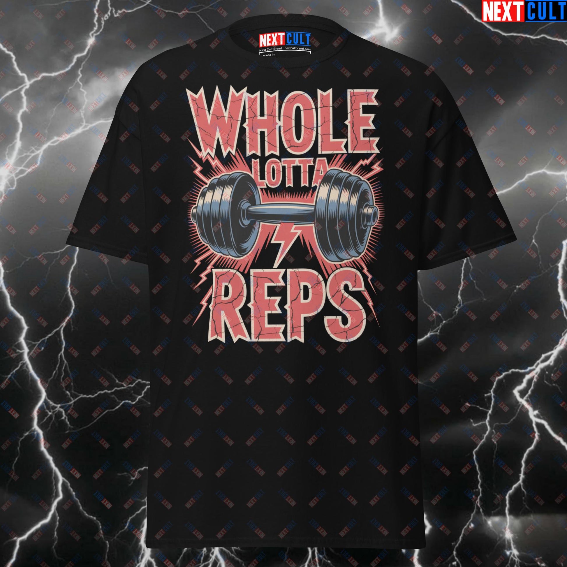 Whole Lotta Reps AC/DC Gym T-Shirt - Funny Rock Music Workout Tee for Lifters & Gymbros - Pump Cover Meme Top T-shirts AC/DC Bodybuilding Fitness Gym Pump Cover Rock Music Workout Next Cult Brand