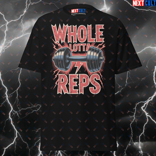 Whole Lotta Reps AC/DC Gym T-Shirt - Funny Rock Music Workout Tee for Lifters & Gymbros - Pump Cover Meme Top T-shirts AC/DC Bodybuilding Fitness Gym Pump Cover Rock Music Workout Next Cult Brand