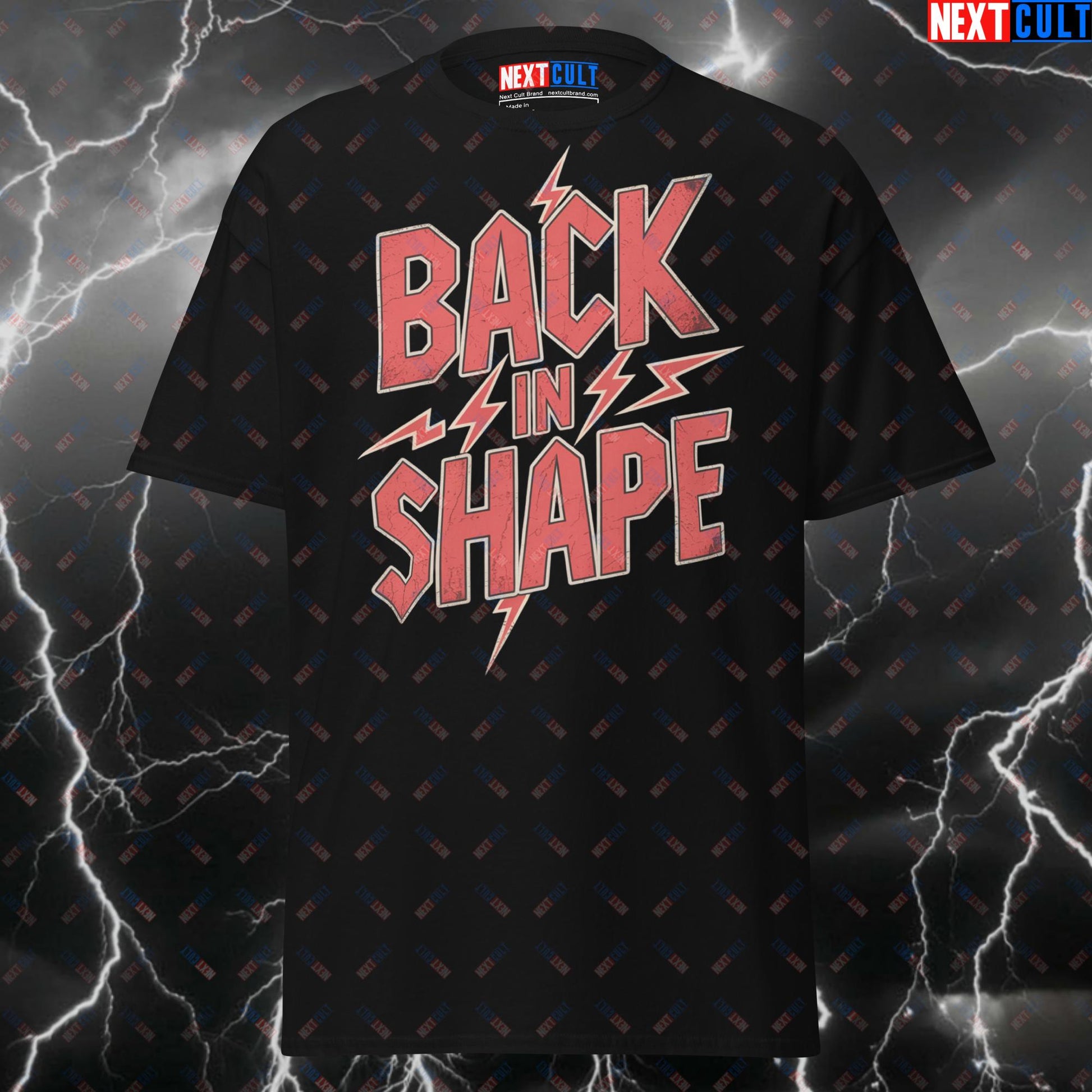 Back In Shape AC/DC Gym T-Shirt - Funny Rock Music Workout Tee for Lifters & Gymbros - Pump Cover Meme Top T-shirts AC/DC Bodybuilding Cardio Fitness Gym Pump Cover Rock Music Workout Next Cult Brand