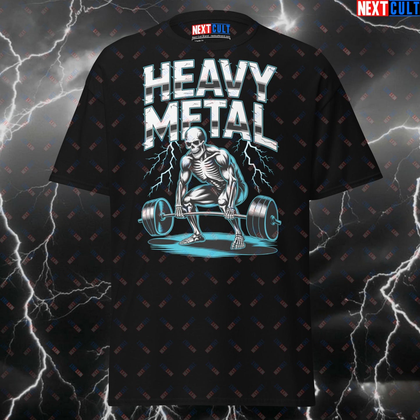 Heavy Metal Deadlift Gym T-Shirt - Funny Gymbro Pump Cover Tee for Leg Day & Powerlifting Gains T-shirts Bodybuilding Fitness Gym Halloween Leg Day Powerlifting Pump Cover Rock Music Workout Next Cult Brand