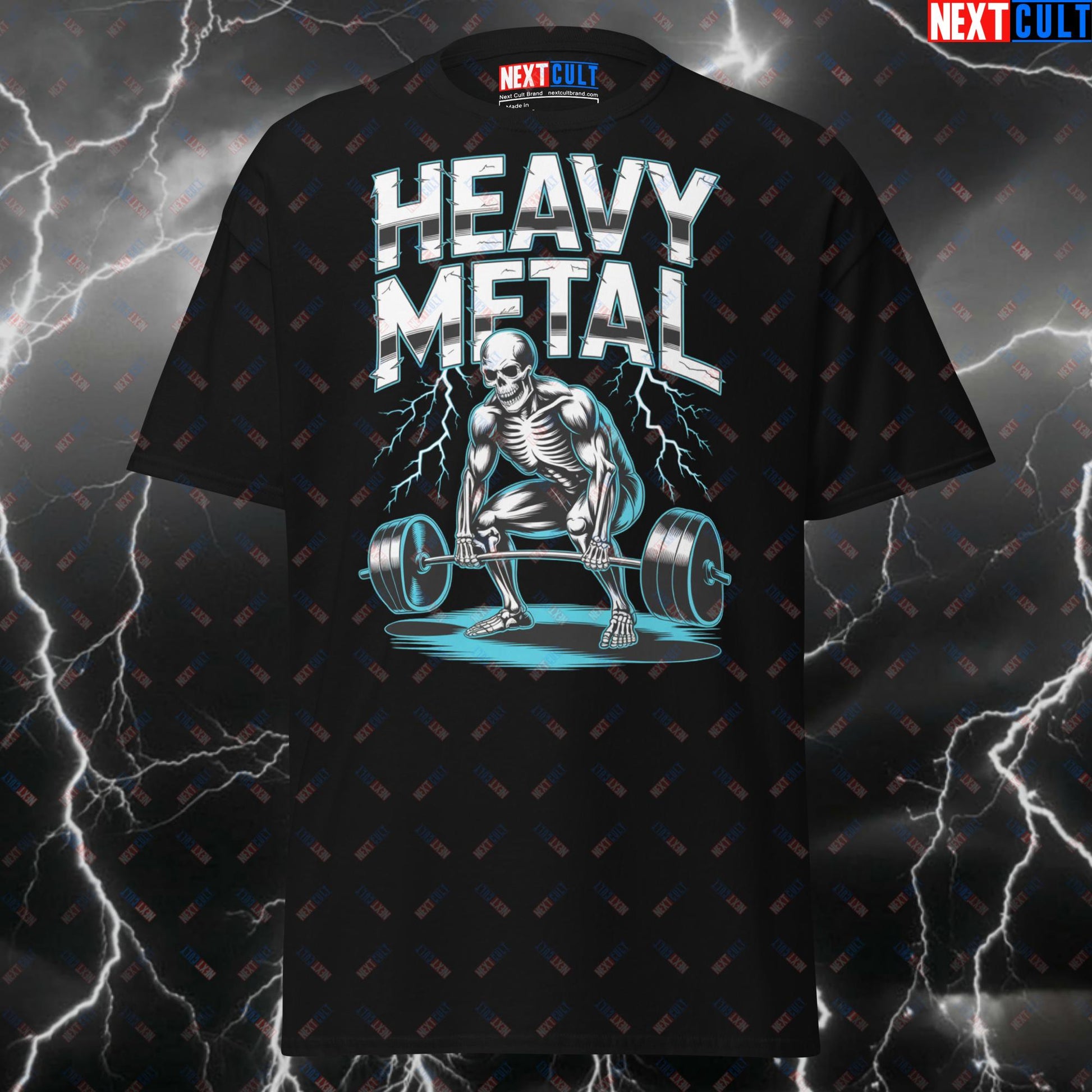 Heavy Metal Deadlift Gym T-Shirt - Funny Gymbro Pump Cover Tee for Leg Day & Powerlifting Gains T-shirts Bodybuilding Fitness Gym Halloween Leg Day Powerlifting Pump Cover Rock Music Workout Next Cult Brand