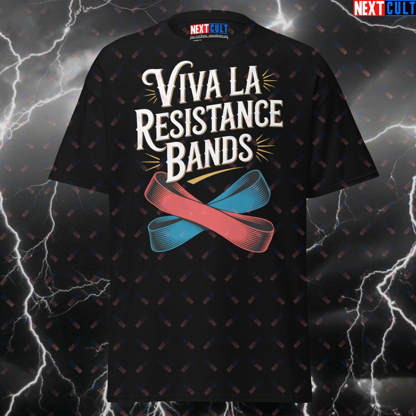 Viva La Resistance Bands Funny Gym T-Shirt – Pump Cover Tee for Lifters, Bodybuilding Meme Shirt, Workout Top T-shirts Bodybuilding Fitness Functional Fitness Gym Pump Cover Workout Next Cult Brand