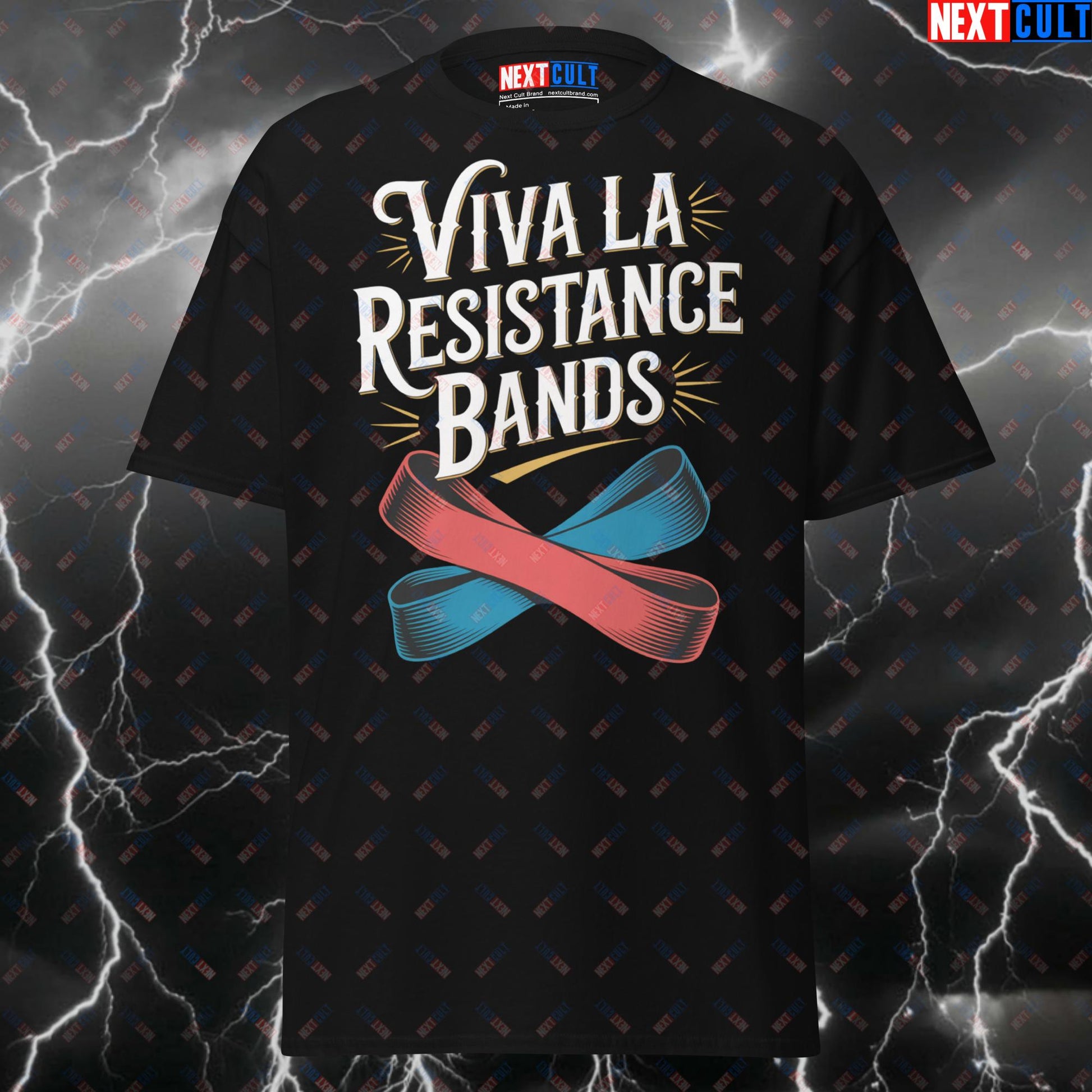 Viva La Resistance Bands Funny Gym T-Shirt – Pump Cover Tee for Lifters, Bodybuilding Meme Shirt, Workout Top T-shirts Bodybuilding Fitness Functional Fitness Gym Pump Cover Workout Next Cult Brand
