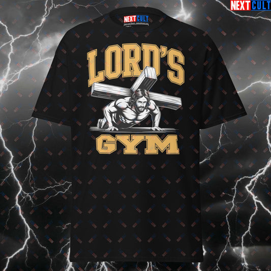 Lord's Gym Funny Gym Shirt - Jesus Christ Pump Cover Tee for Gymbros, Workout & Gains - Meme Fitness T-Shirt T-shirts Bodybuilding Easter Fitness Gym Jesus Pump Cover Workout Next Cult Brand