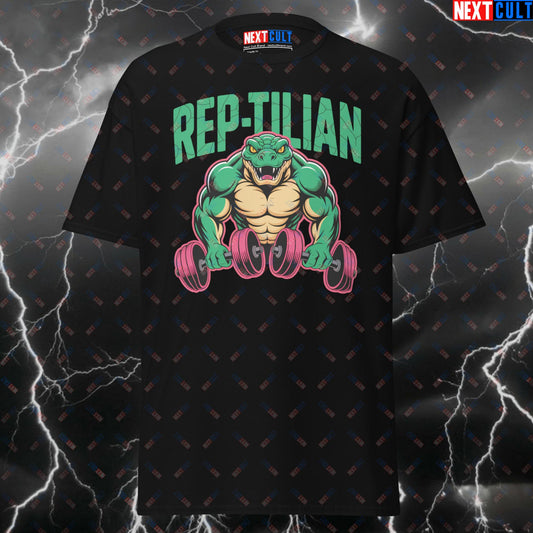 Rep-tilian Gym T-Shirt - Funny Gymbro Pump Cover Tee for Lifters, Bodybuilding & Powerlifting Gains T-shirts Bodybuilding Fitness Gym Pump Cover Workout Next Cult Brand