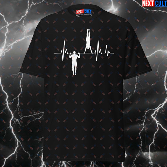 Funny Calisthenics Heartbeat Gym T-Shirt - Pullups & Handstands Pump Cover Tee for Lifters & Gymbros T-shirts Calisthenics Fitness Gym Pump Cover Workout Next Cult Brand
