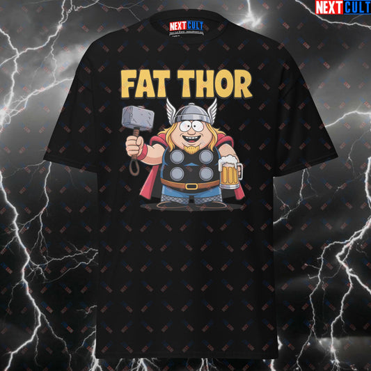 Fat Thor Gym Hero T-Shirt – Funny Workout Tee for Lifters & Gymbros | Superhero Pump Cover & Meme Fitness Shirt T-shirts Avengers Beer Bodybuilding Films Fitness Gym Pump Cover Superheroes Thor Workout Next Cult Brand