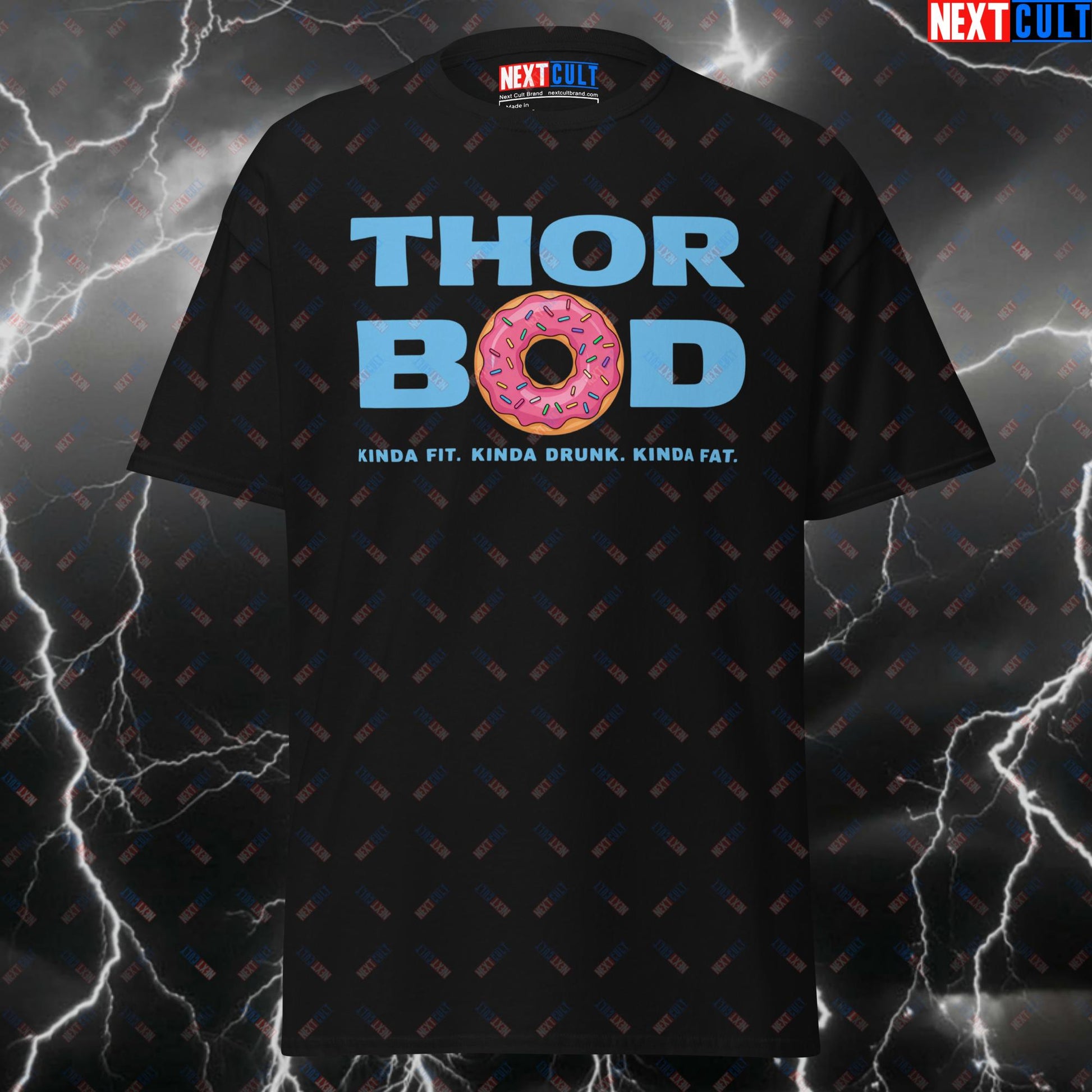 Funny Gym T-Shirt - Thor Bod Pump Cover Tee | Kinda Fit Kinda Drunk Kinda Fat Meme Shirt for Lifters & Gymbros T-shirts Avengers Bodybuilding Fast Food Films Fitness Gym Pump Cover Superheroes Thor Workout Next Cult Brand