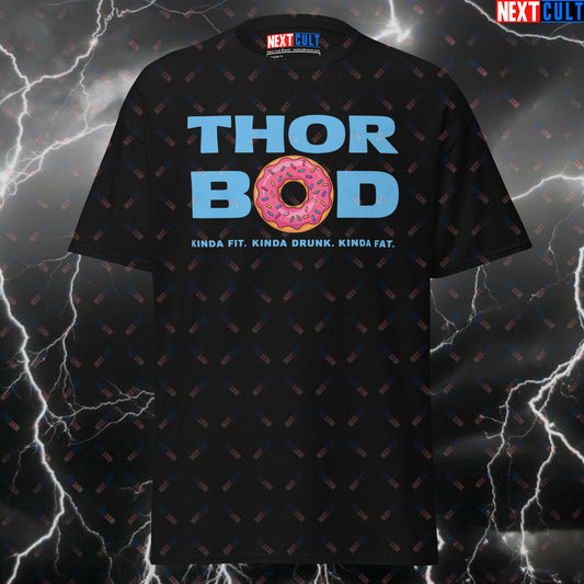 Funny Gym T-Shirt - Thor Bod Pump Cover Tee | Kinda Fit Kinda Drunk Kinda Fat Meme Shirt for Lifters & Gymbros T-shirts Avengers Bodybuilding Fast Food Films Fitness Gym Pump Cover Superheroes Thor Workout Next Cult Brand