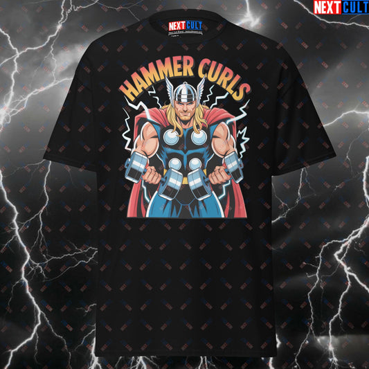 Funny Gym T-Shirt - Thor Hammer Curls Meme Tee for Lifters | Gym Hero Pump Cover Top | Fitness Bodybuilding Workout Shirt T-shirts Avengers Bodybuilding Films Fitness Gym Pump Cover Superheroes Thor Workout Next Cult Brand