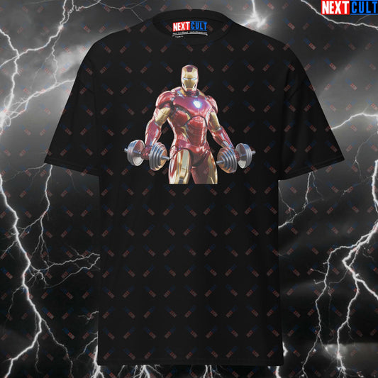 Funny Iron Man Gym Hero T-Shirt - Superhero Comic Book Pump Cover Tee for Lifters & Gymbros - Meme Workout Shirt T-shirts Avengers Bodybuilding Films Fitness Gym Iron Man Pump Cover Superheroes Workout Next Cult Brand