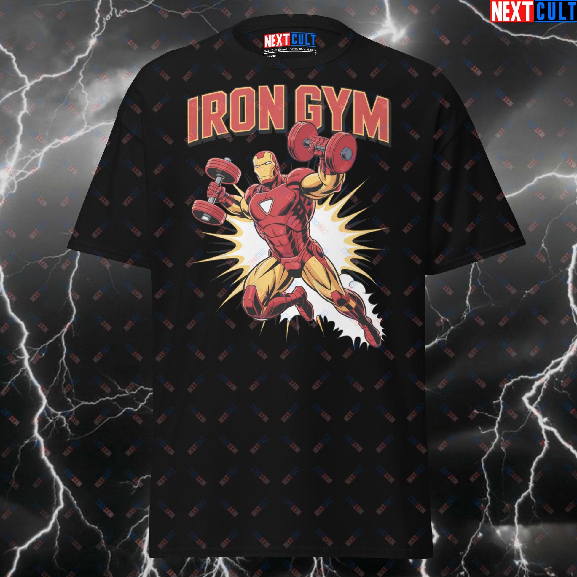 Iron Gym Superhero Pump Cover Tee - Gymbro Meme Workout Top for Bodybuilding & Gains - Funny Gym Shirt for Lifters T-shirts Avengers Bodybuilding Films Fitness Gym Iron Man Pump Cover Superheroes Workout Next Cult Brand