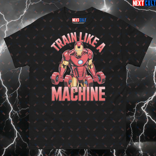 Train Like A Machine Funny Gym T-Shirt - Iron Man Inspired Pump Cover for Gym Bros & Lifters T-shirts Avengers Bodybuilding Films Fitness Gym Iron Man Pump Cover Superheroes Workout Next Cult Brand