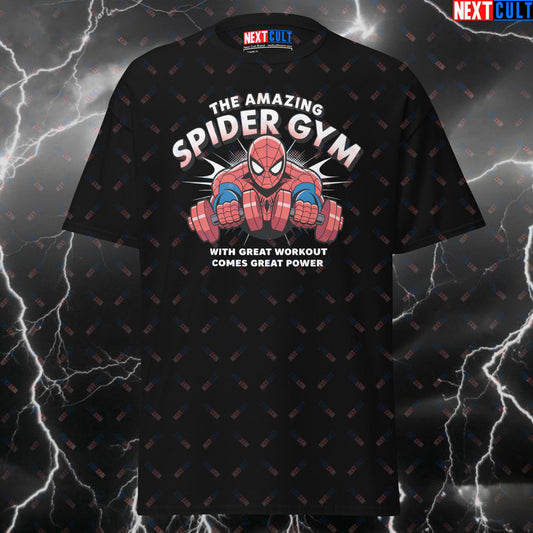 The Amazing Spider Gym Tee - With Great Workout Comes Great Power Pump Cover for Lifters & Gymbros - Funny Gym Shirt T-shirts Avengers Bodybuilding Films Fitness Gym Pump Cover Spiderman Superheroes Workout Next Cult Brand