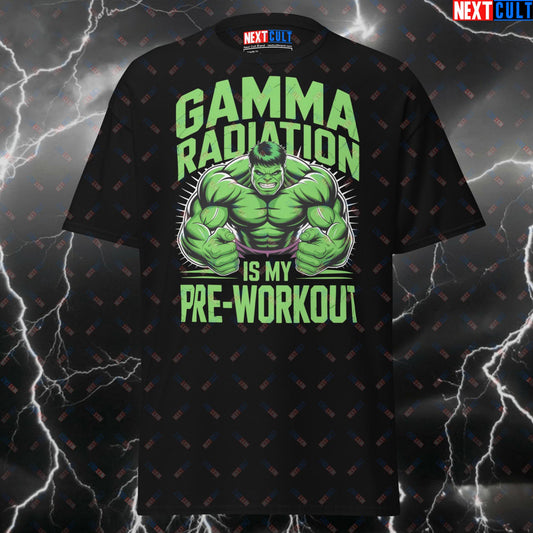 Gamma Radiation Is My Pre-Workout | Hulk Gym Hero Meme Tee | Comic Book Workout Shirt for Lifters & Gymbros - Funny Gym T-Shirt T-shirts Avengers Bodybuilding Films Fitness Gym Hulk Pump Cover Superheroes Workout Next Cult Brand