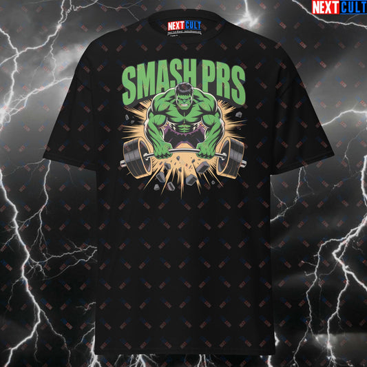 Smash PRs Like Hulk Gym Hero T-Shirt - Funny Superhero Comic Book Tee for Lifters & Gymbros - Pump Cover Workout Top T-shirts Avengers Bodybuilding Films Fitness Gym Hulk Powerlifting Pump Cover Superheroes Workout Next Cult Brand