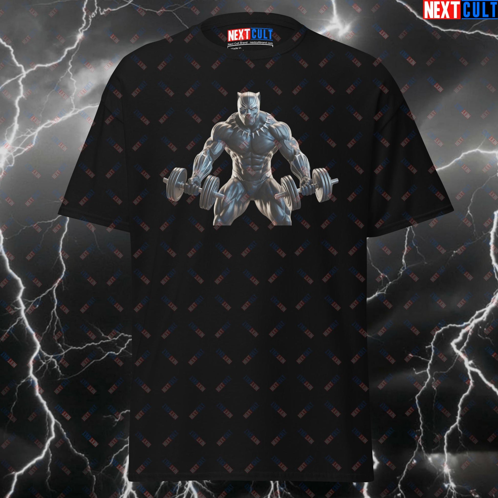 Black Panther Gym Hero T-Shirt - Funny Superhero Pump Cover Tee for Lifters, Bodybuilding & Fitness Meme Shirt T-shirts Avengers Black Panther Bodybuilding Films Fitness Gym Pump Cover Superheroes Workout Next Cult Brand