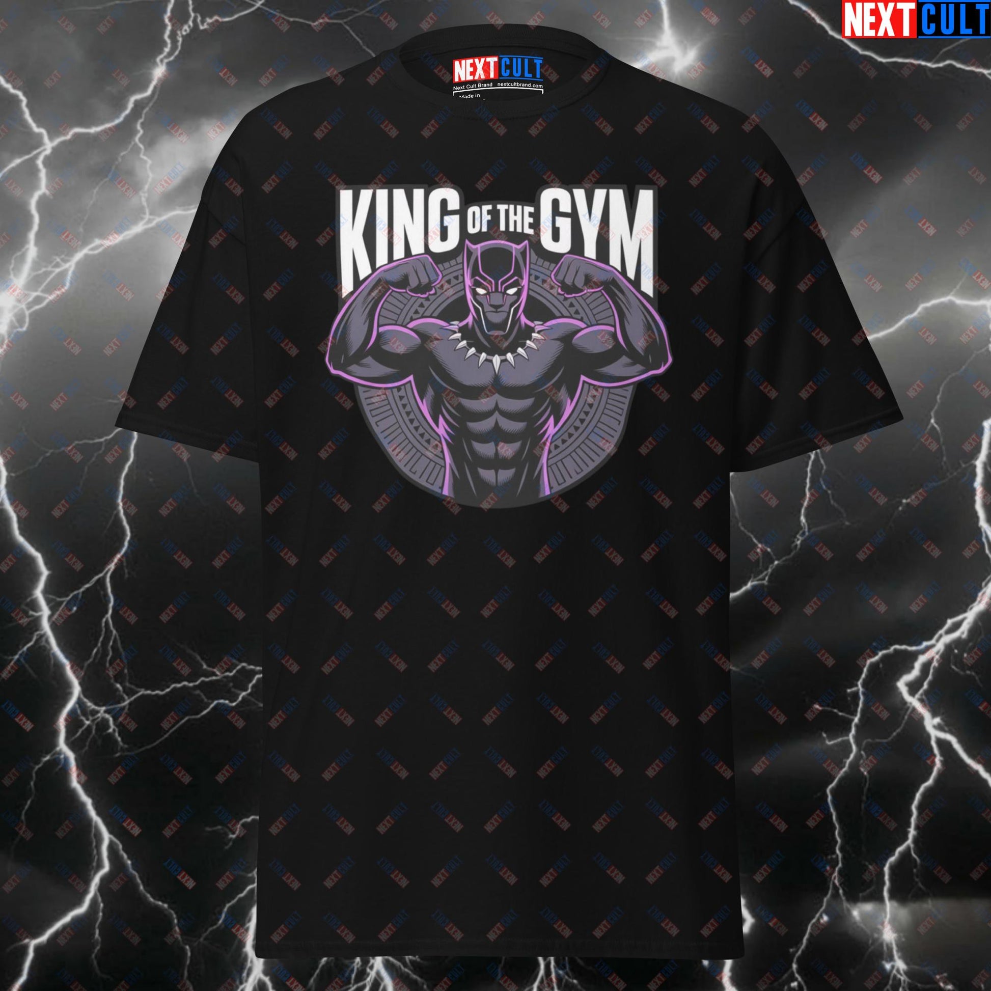 King Of The Gym T-Shirt - Funny Gym Shirt & Pump Cover for Lifters, Gymbro Meme Tee Inspired by Black Panther & Superhero Gains T-shirts Avengers Black Panther Bodybuilding Films Fitness Gym Powerlifting Pump Cover Superheroes Workout Next Cult Brand