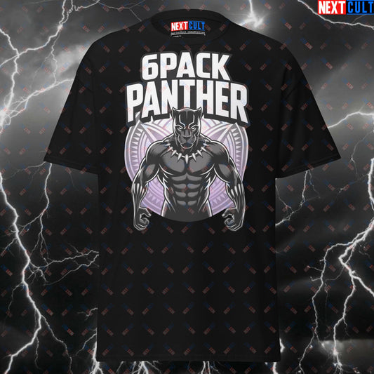 6Pack Panther Funny Gym T-Shirt - Six Pack Abs Pump Cover Tee for Gym Bros & Fitness Meme Lovers T-shirts Avengers Black Panther Bodybuilding Films Fitness Gym Pump Cover Superheroes Workout Next Cult Brand