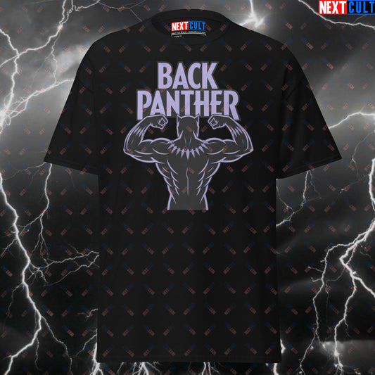 Black Panther Big Back Gym Hero T-Shirt - Funny Workout Pump Cover Tee for Lifters & Fitness Meme Fans T-shirts Avengers Black Panther Bodybuilding Films Fitness Gym Pump Cover Superheroes Workout Next Cult Brand